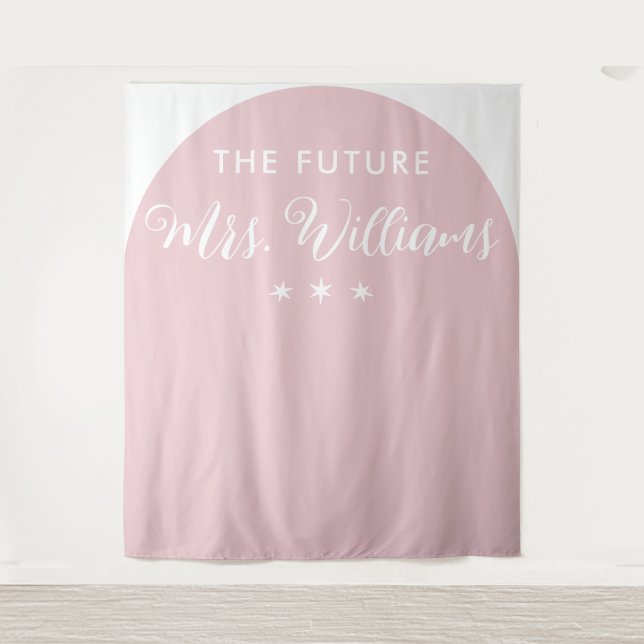 Modern The Future Mrs. Brautparty Pink Arch Wandteppich (Vorderseite)