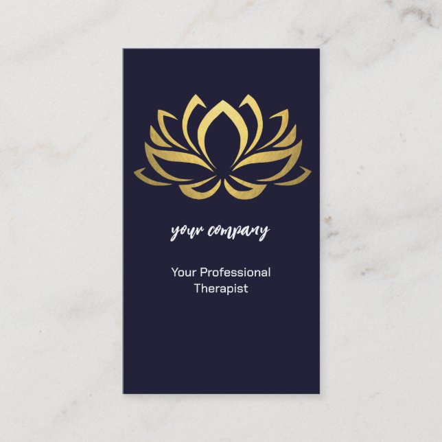Modern Therapist Wellness Holographic Gold Lotus Visitenkarte (Vorderseite)