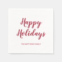 Modern Thick Red Script Happy Holidays Weihnachten