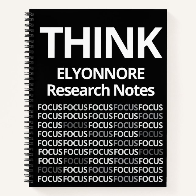 Modern Think Research Notes Black White Notizbuch (Vorderseite)