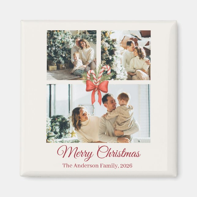 Modern Three-Photo Holiday Family Collage Magnet (Vorne)