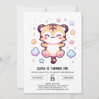 Modern Tiger 1. Geburtstag Einladung
