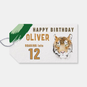 Modern Tiger Head Watercolor Jungle Geburtstag Geschenkanhänger