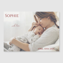 Modern Timeless Photo Magnetic Baby Announcement Magnetkarte