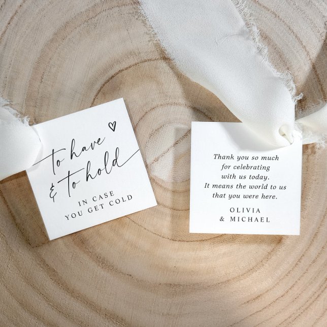 Modern To Have & To Hold Handwriting Heart Wedding Geschenkanhänger (Modern black and white wedding favor tag with heart and simple minimalist handwriting text.)
