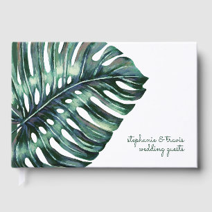 Modern topisches Monstera Leaf Gästebuch