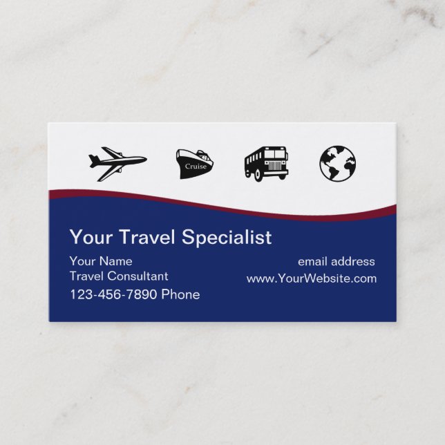 Modern Travel Consultant Business Cards Visitenkarte (Vorderseite)