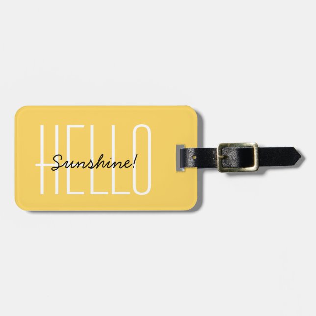 Modern Travel Hello Sunshine Typografy Yellow Gepäckanhänger (Vorderseite horizontal)