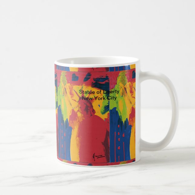Modern Travel Poster Statue of Liberty NYC Tasse (Rechts)