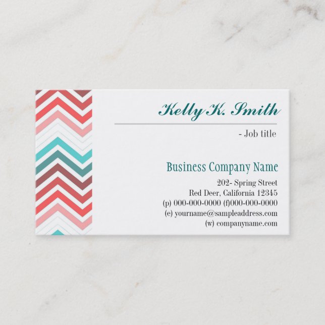 modern, trendig, cool, stilvoll und farbenfroh Zic Visitenkarte (Vorderseite)