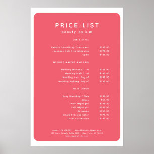 Modern, trendige Salon-Preisliste Poster