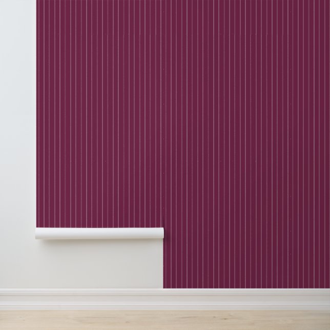 Modern Trendy 1" Pinstripe Dark Rose Pink Tapete (Anwendung)