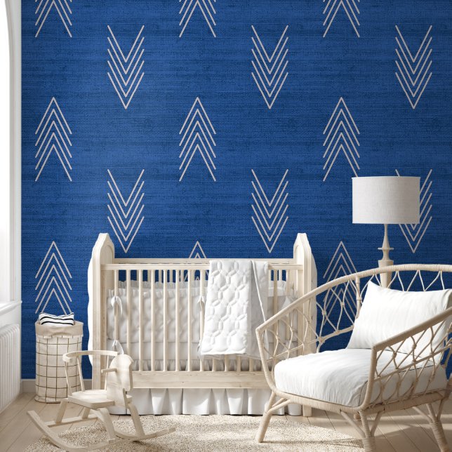 Modern Trendy African Mudcloth Blue Tapete (Kinder)