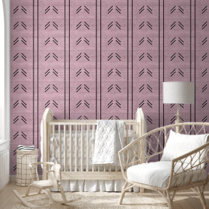 Modern Trendy African Mudcloth Pink Tapete