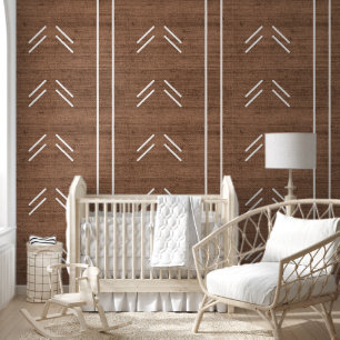 Modern Trendy African Mudcloth Rustic Brown Tapete