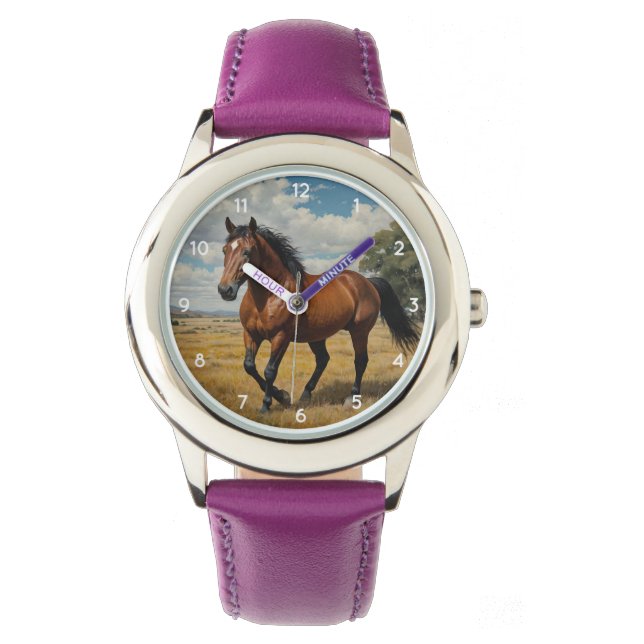 Modern Trendy Beautiful Horse Kids  Armbanduhr (Vorderseite)