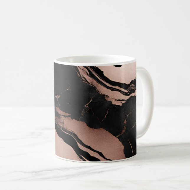 Modern Trendy Black Rose Gold Marble Kaffeetasse (VorderseiteRechts)