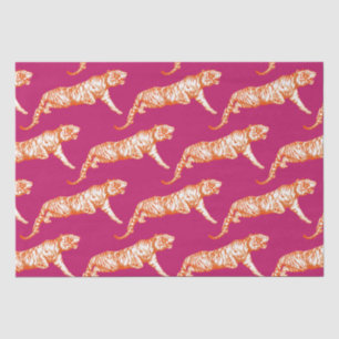 Modern trendy Bright Orange Tiger on Pink Seidenpapier