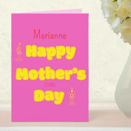 Modern Trendy Bright Pink Happy Mother's Day  Karte