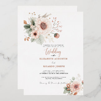 Modern Trendy Dusty Rose Blush Wedding Folieneinladung