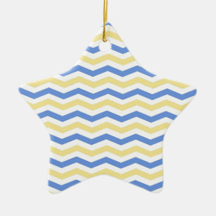 Modern, trendy, elegante blaue und gelbe Chevron Keramikornament