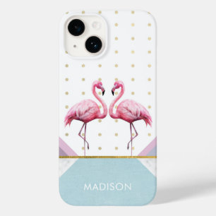 Modern trendy Flamingo Pink Girly Name Case-Mate iPhone 14 Hülle