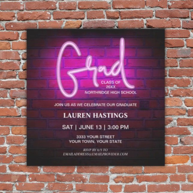 Modern Trendy Hot Pink Photo Graduation Party Einladung (Von Creator hochgeladen)