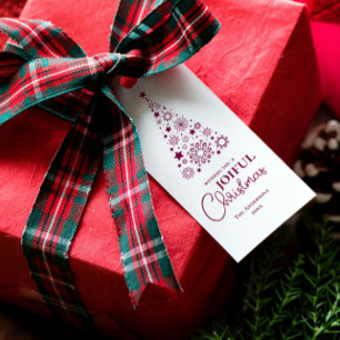 Modern Trendy Magenta Frohe Weihnachtsschrift Geschenkanhänger