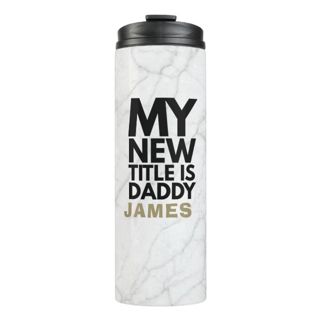 Modern Trendy Marble New Dad Thermosbecher (Vorderseite)