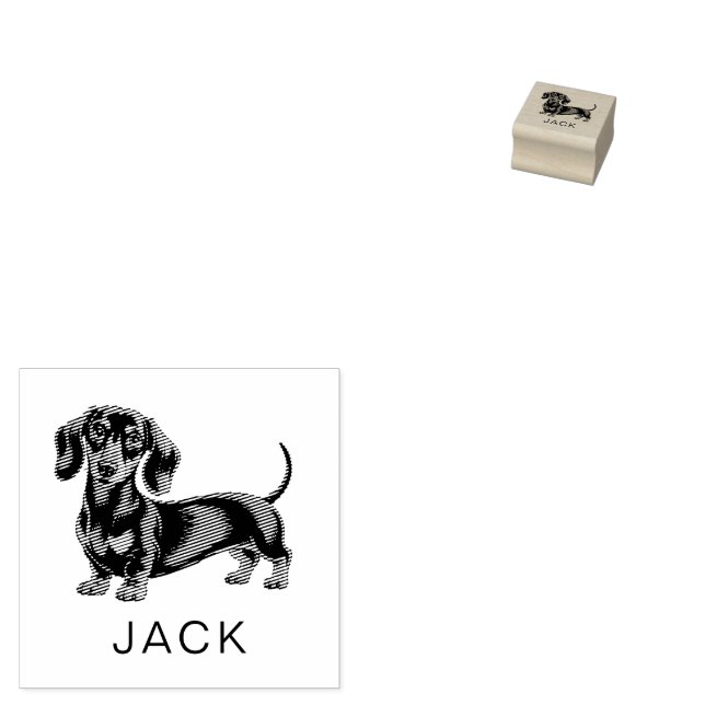 Modern Trendy Personalized Dachshund  Gummistempel (Stempel)