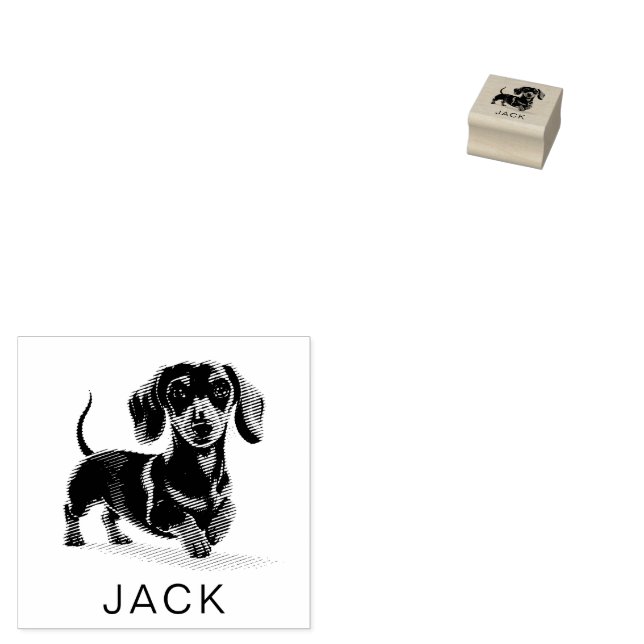 Modern Trendy Personalized Dachshund  Gummistempel (Stempel)