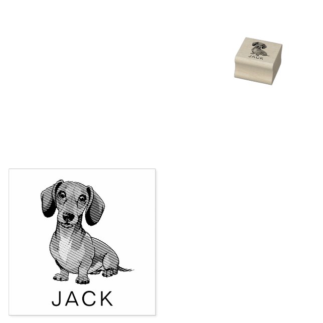 Modern Trendy Personalized Dachshund  Gummistempel (Stempel)