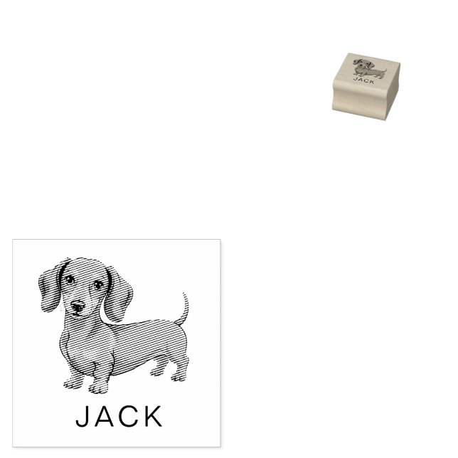 Modern Trendy Personalized Dachshund  Gummistempel (Stempel)