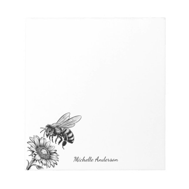 Modern Trendy Personalized Honey Bee Vintage       Notizblock (Vorderseite)