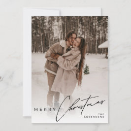 Modern Trendy Photo Elegant Script Christmas Feiertagskarte