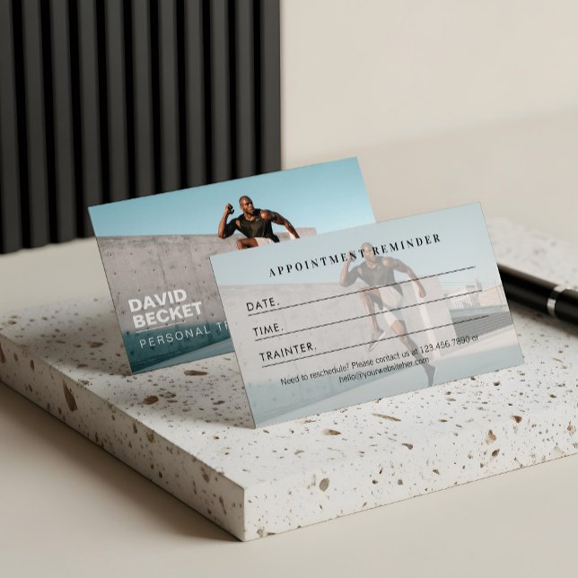 Modern Trendy Photo Personal Trainer Fitness Terminkarte (Modern Trendy Photo Personal Trainer Fitness Appointment Card)