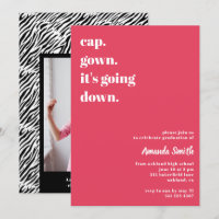 Modern Trendy Pink Zebra Graduation Party Foto
