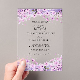 Modern Trendy Purple Lavender  Wedding Acryleinladungen