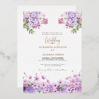 Modern Trendy Purple Lavender  Wedding Folieneinladung