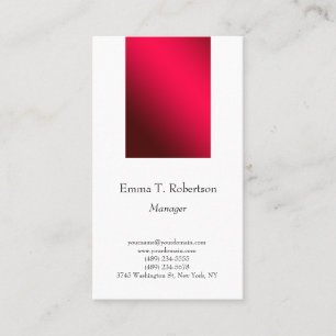 Modern trendy schlicht simpel minimalist rot weiß visitenkarte