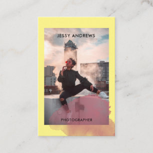 Modern Trendy Watercolor Foto Visitenkarte