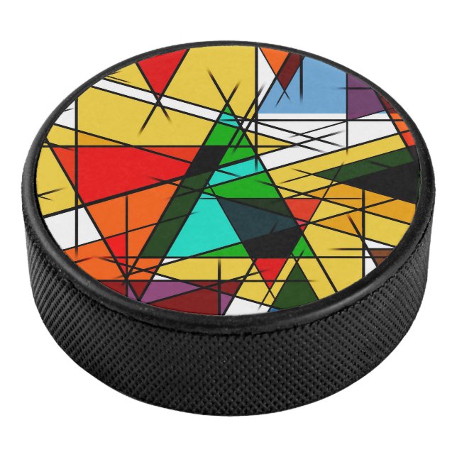Modern Triangle Colorful Geometric  Eishockey Puck (3/4)