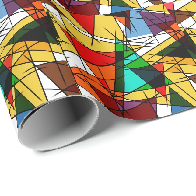 Modern Triangle Colorful Geometric  Geschenkpapier (Rolleneckpunkt)