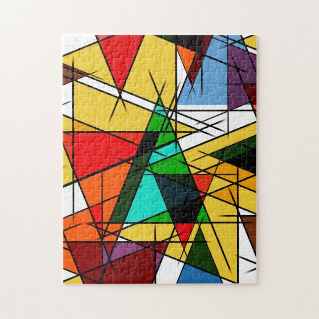 Modern Triangle Colorful Geometric  Puzzle (Vertikal)