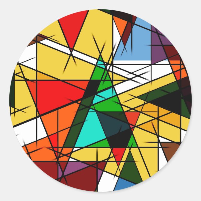 Modern Triangle Colorful Geometric  Runder Aufkleber (Vorderseite)