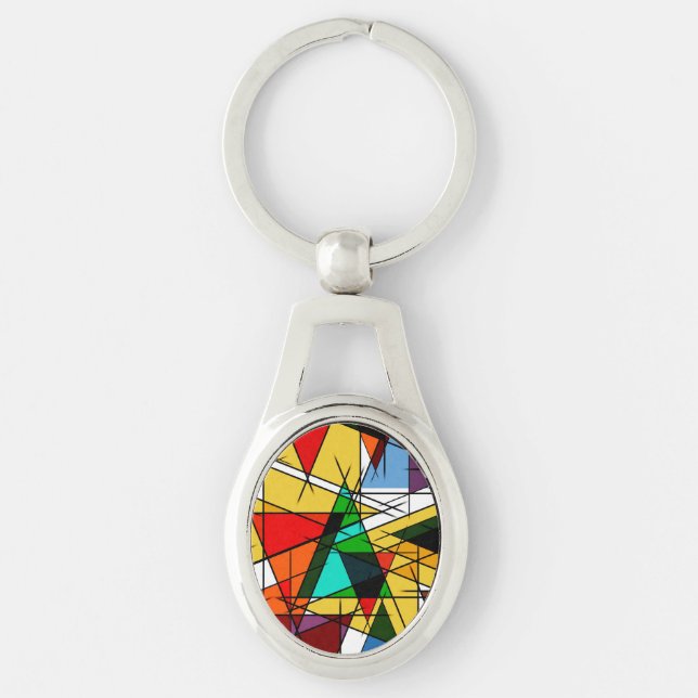 Modern Triangle Colorful Geometric  Schlüsselanhänger (Vorderseite)
