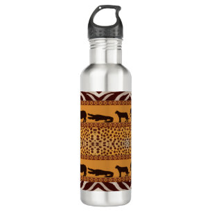 Modern Tribal African Cheetah Muster Animal Print Edelstahlflasche