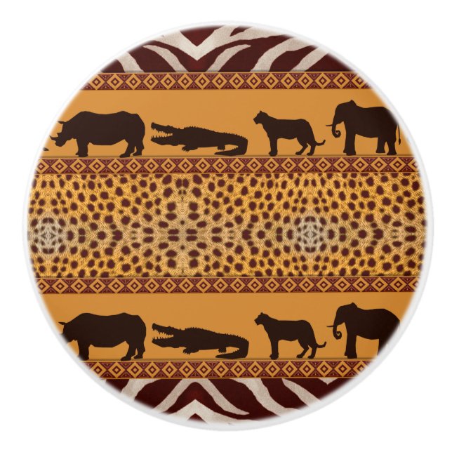 Modern Tribal African Cheetah Muster Animal Print Keramikknauf (Vorderseite)