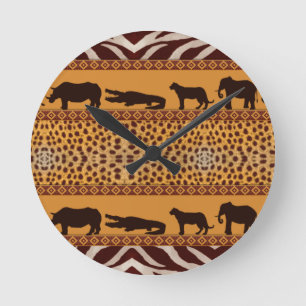 Modern Tribal African Cheetah Muster Animal Print Runde Wanduhr