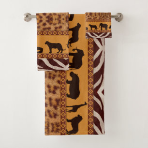 Modern Tribal African Jaguar Muster Animal Print Badhandtuch Set